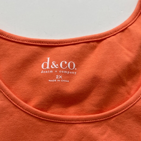 2 pc Denim & Co Twinset Button Front Eyelet Shirt & Tank Top Set Plus 2X Orange - Picture 11 of 12